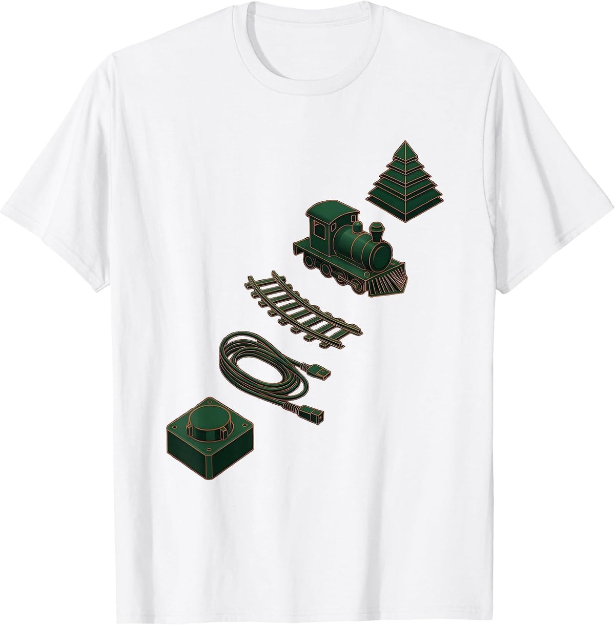 Men's Exploded Train And Tree Kit Vintage Model Railroad T-Shirt - White