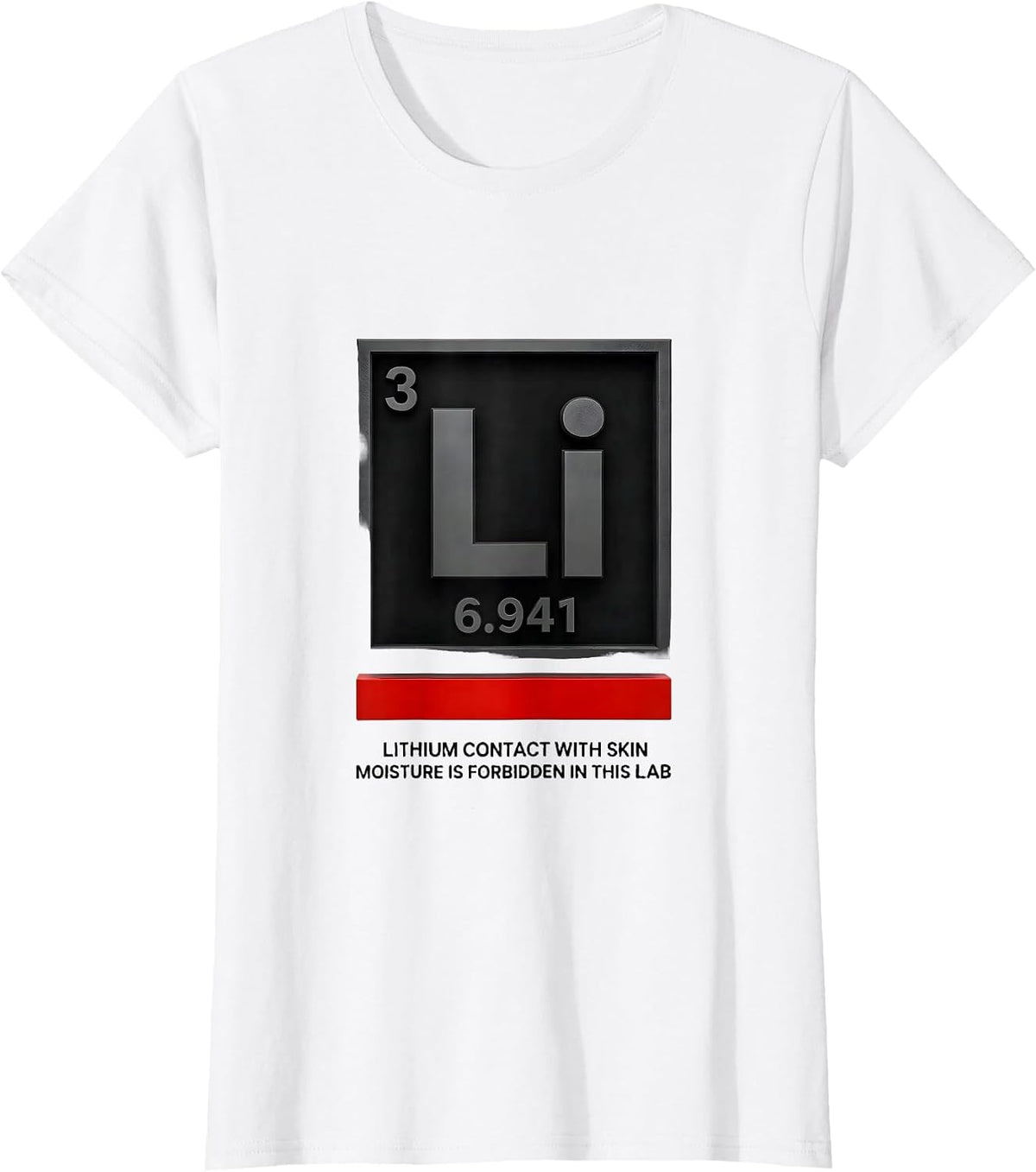 Lithium Contact With Skin Moisture Is Forbidden In This Lab T-Shirt - White