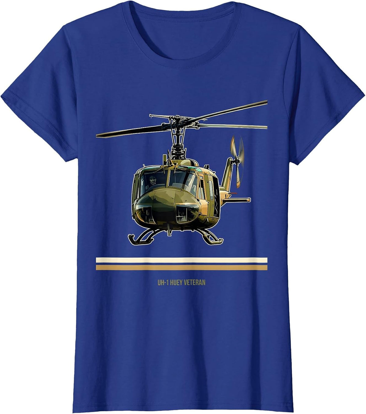 Women's UH-1 Huey Veteran Military Helicopter Pilot Aviation Pride T-Shirt - Royal Blue
