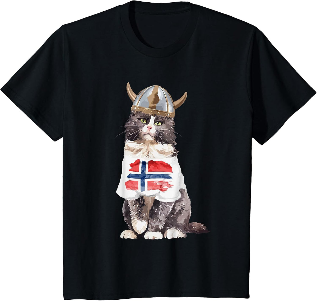 Norwegian Forest Cat Norway Flag T-Shirt - Black