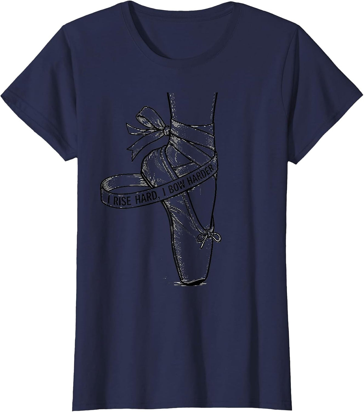 Women's I Rise Hard I Bow Harder Coquette Bow Gymnastics Gift T-Shirt - Navy Blue