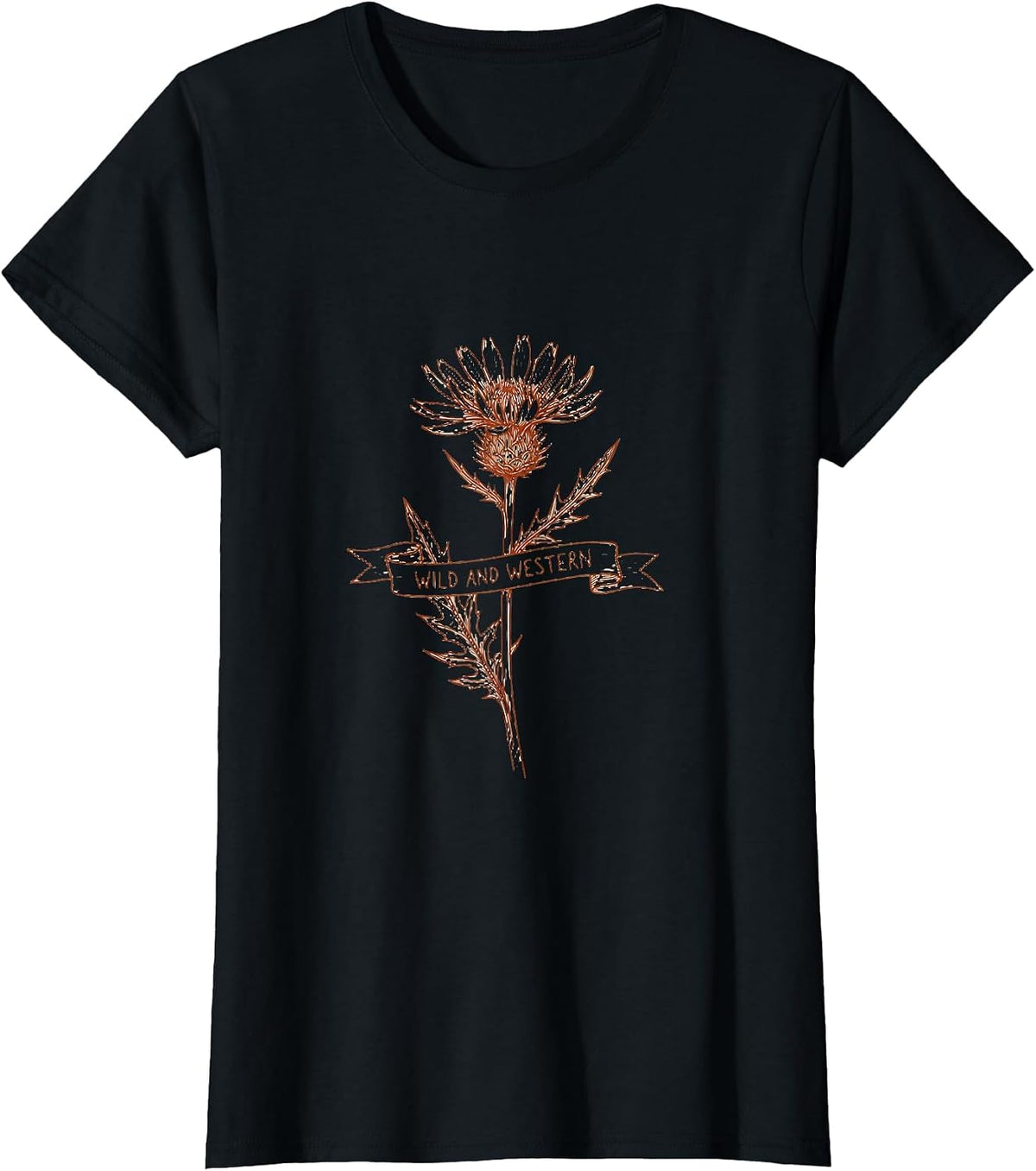 Wild and Western Cowgirl Graphic Design T-Shirt - Black