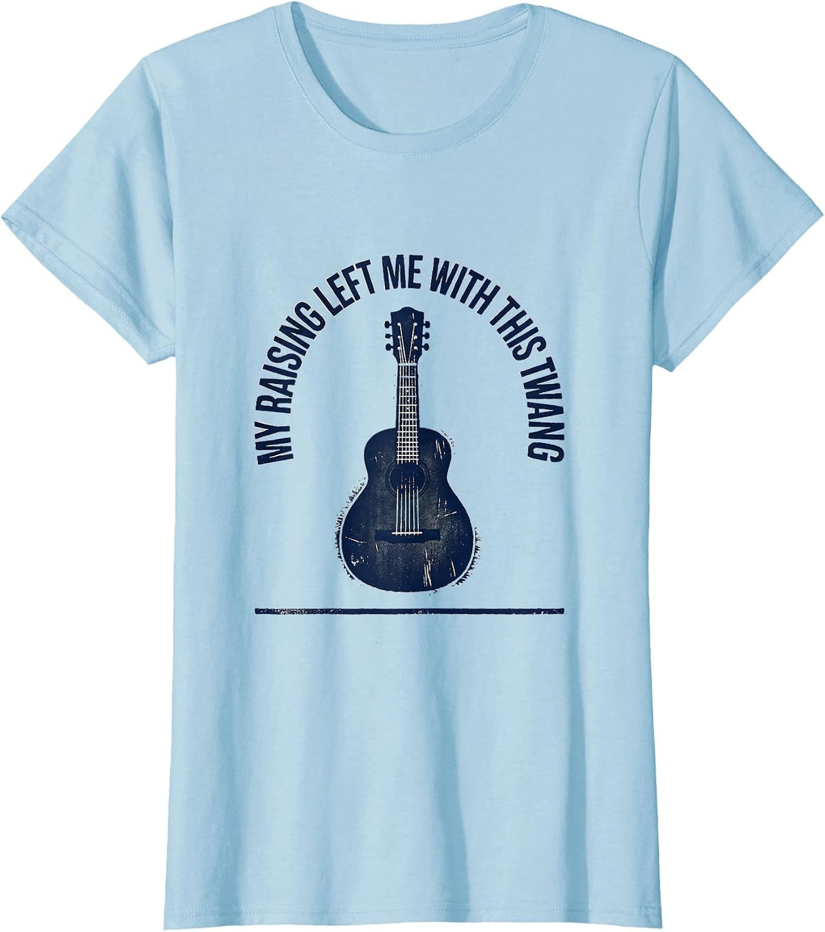 My Raising Left Me With This Twang Rubber Stamp Country T-Shirt - Baby Blue