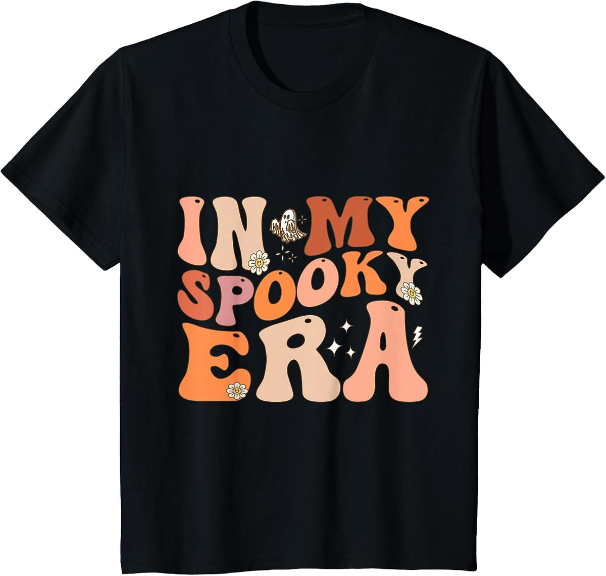 in My Spooky Era Spooky Season Retro Halloween Funny Ghost T-Shirt - Black