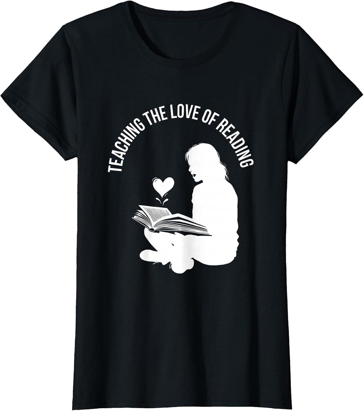 Teaching the Love of Reading Teacher Design T-Shirt - Black