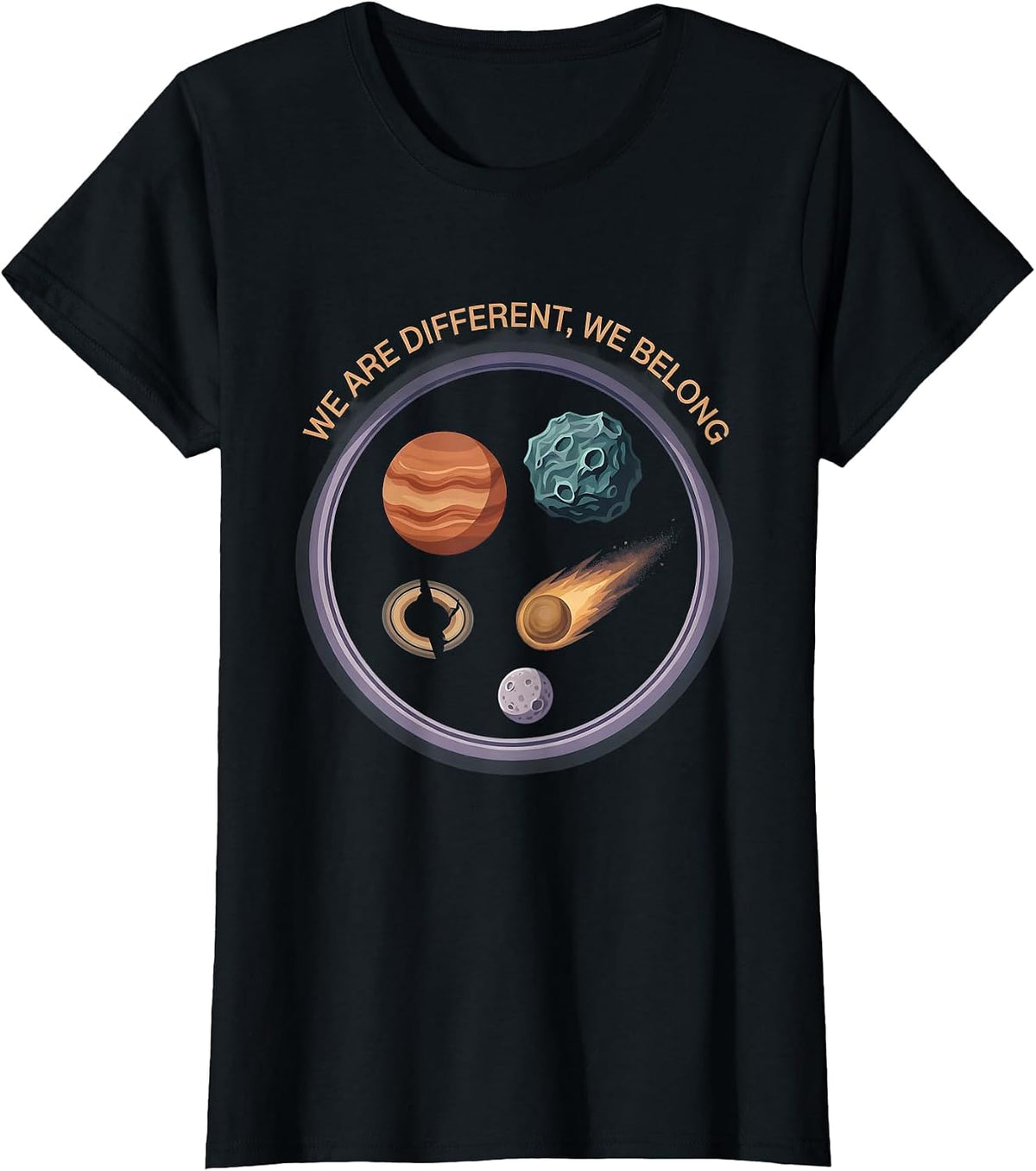 Women's We Are Different We Belong Neurodiverse Universe Special Ed T-Shirt - Black