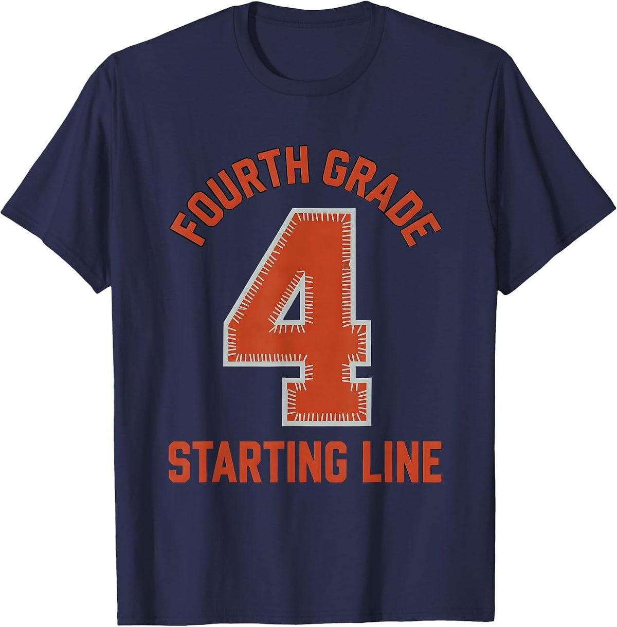 Team 4 Fourth Grade Starting Line Stencil Graphic School T-Shirt - Navy Blue