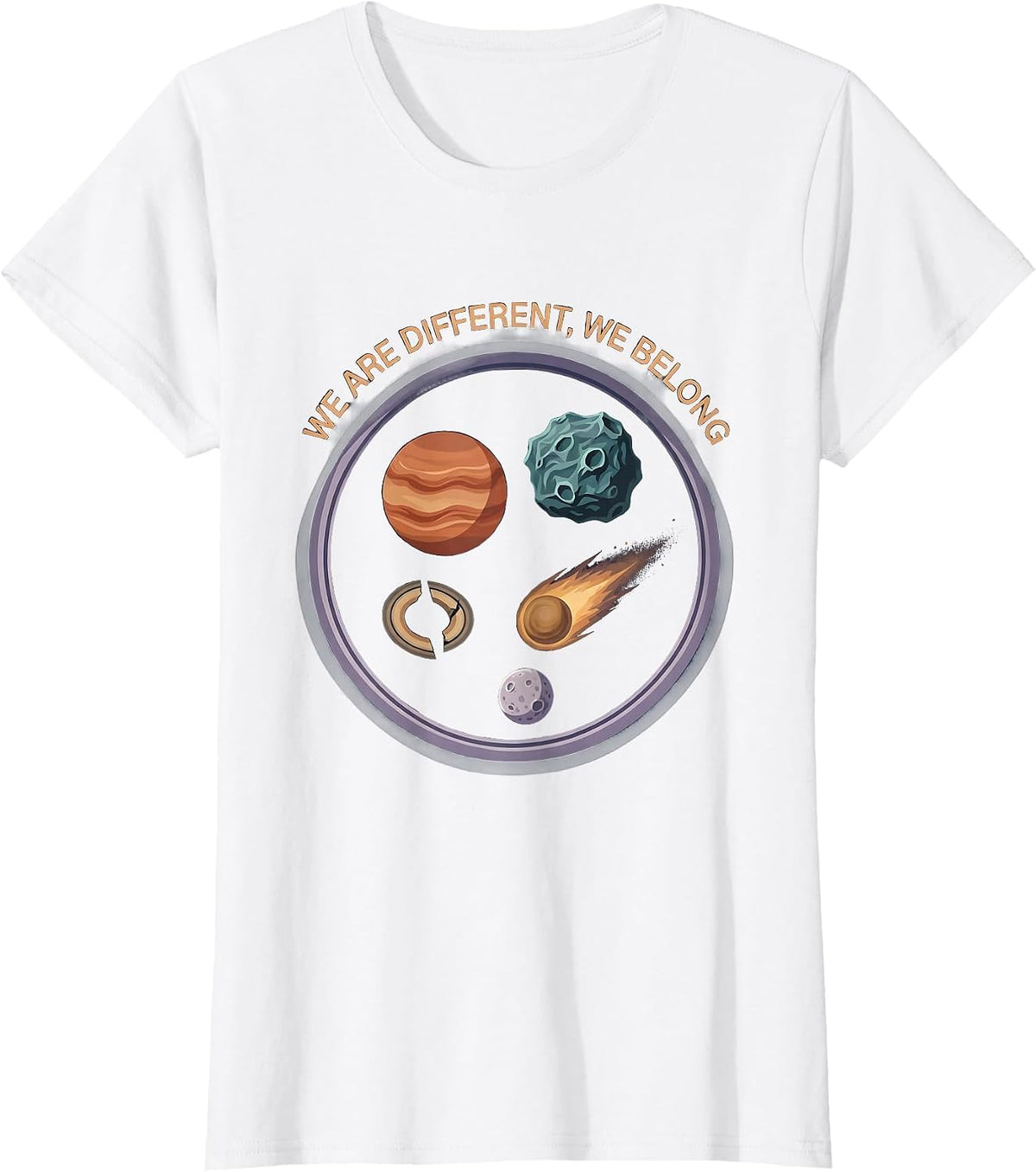 Women's We Are Different We Belong Neurodiverse Universe Special Ed T-Shirt - White