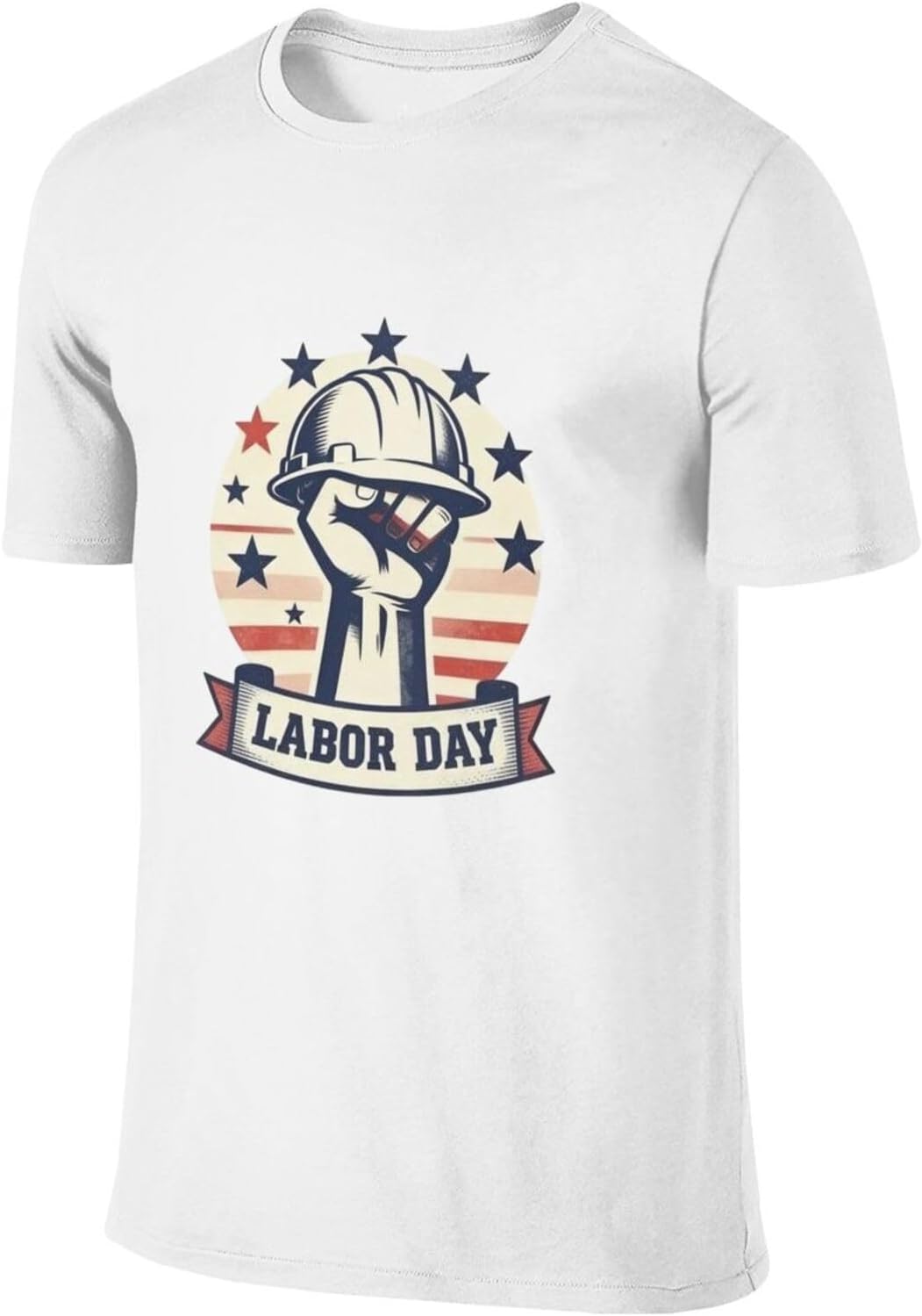 American Labor Pride Men's Double-Sided Cotton Crew Neck T-Shirt Soft - White