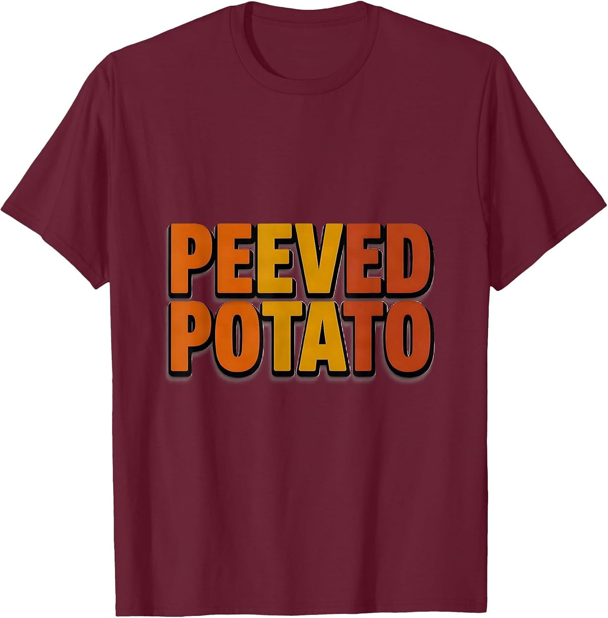 Men's Peeved Potato Bold Condensed Funny Couples Thanksgiving T-Shirt - Burgundy