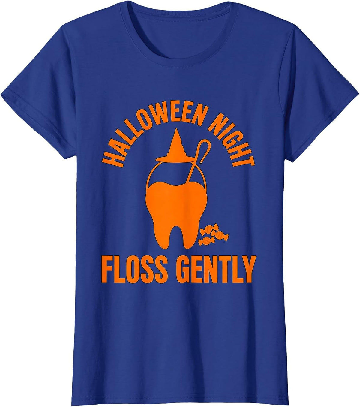 Women's Halloween Night Floss Gently Dental Humor Costume T-Shirt - Royal Blue