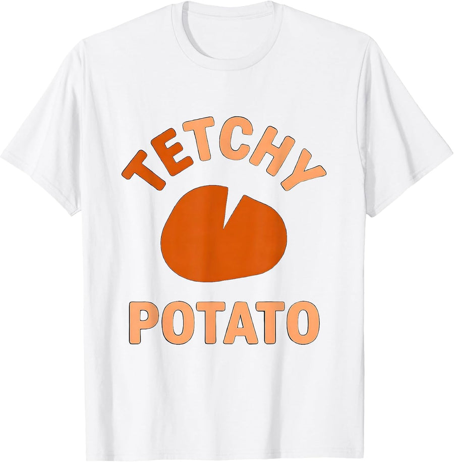 Men's Tetchy Potato Funny Sweet Potato Couple Thanksgiving Humor T-Shirt - White