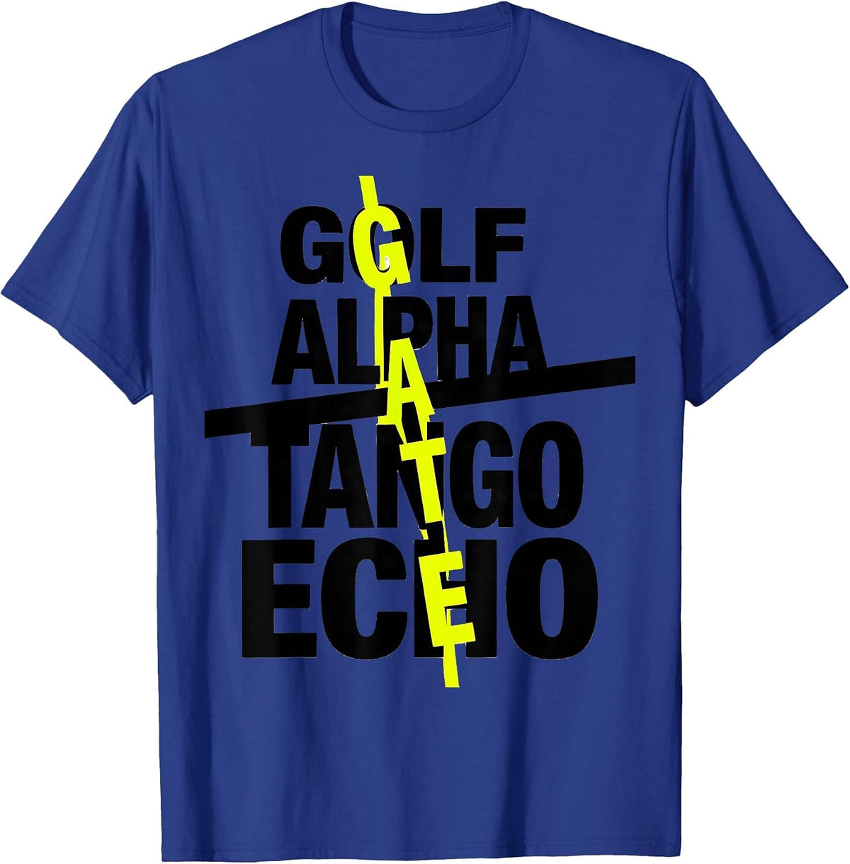 Men's Golf Alpha Tango Echo Pilot Aviation Enthusiast Phonetic T-Shirt - Royal Blue