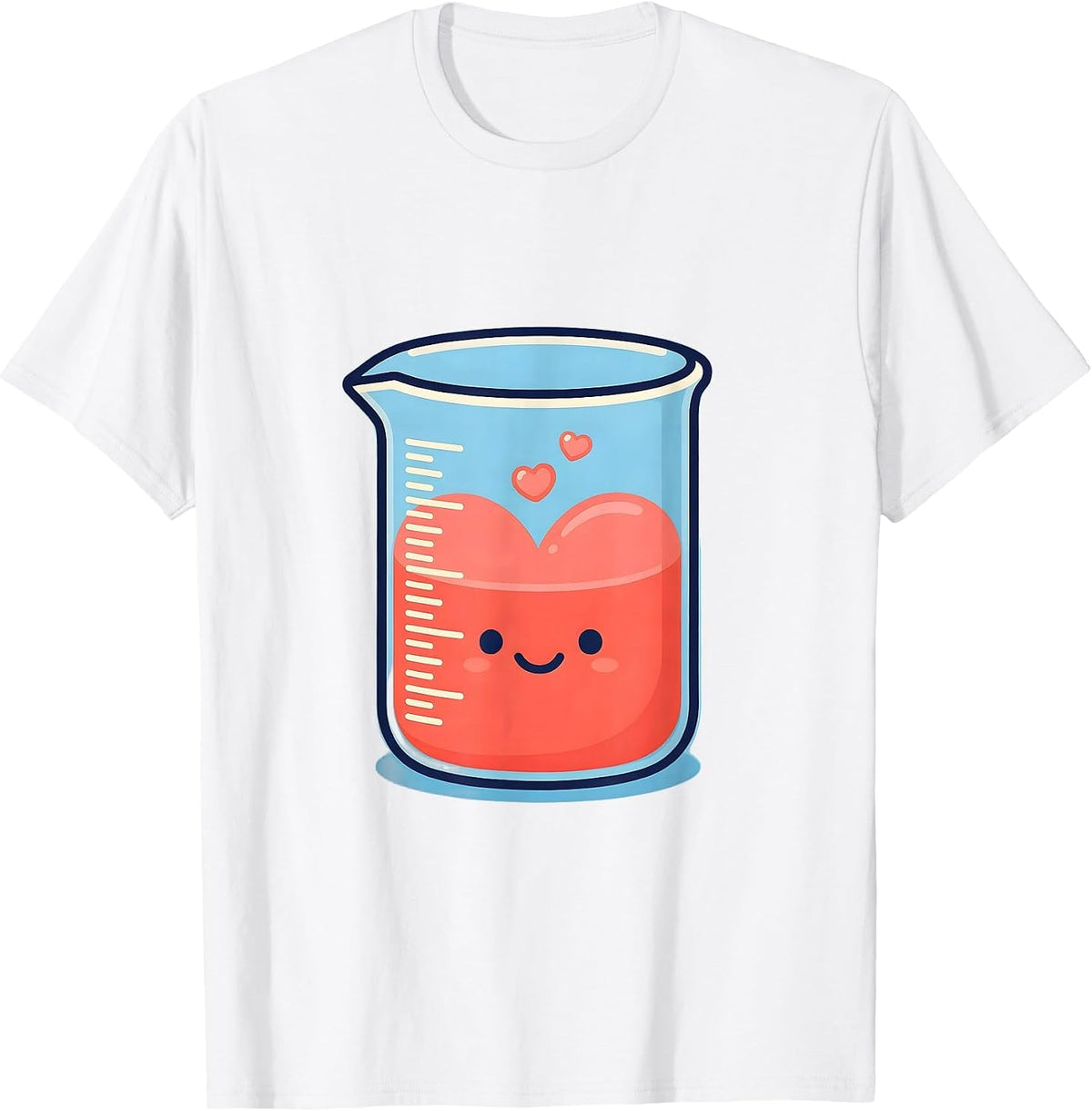 Men's Cheerful Science Beaker Kawaii Teacher Valentine Gift T-Shirt - White