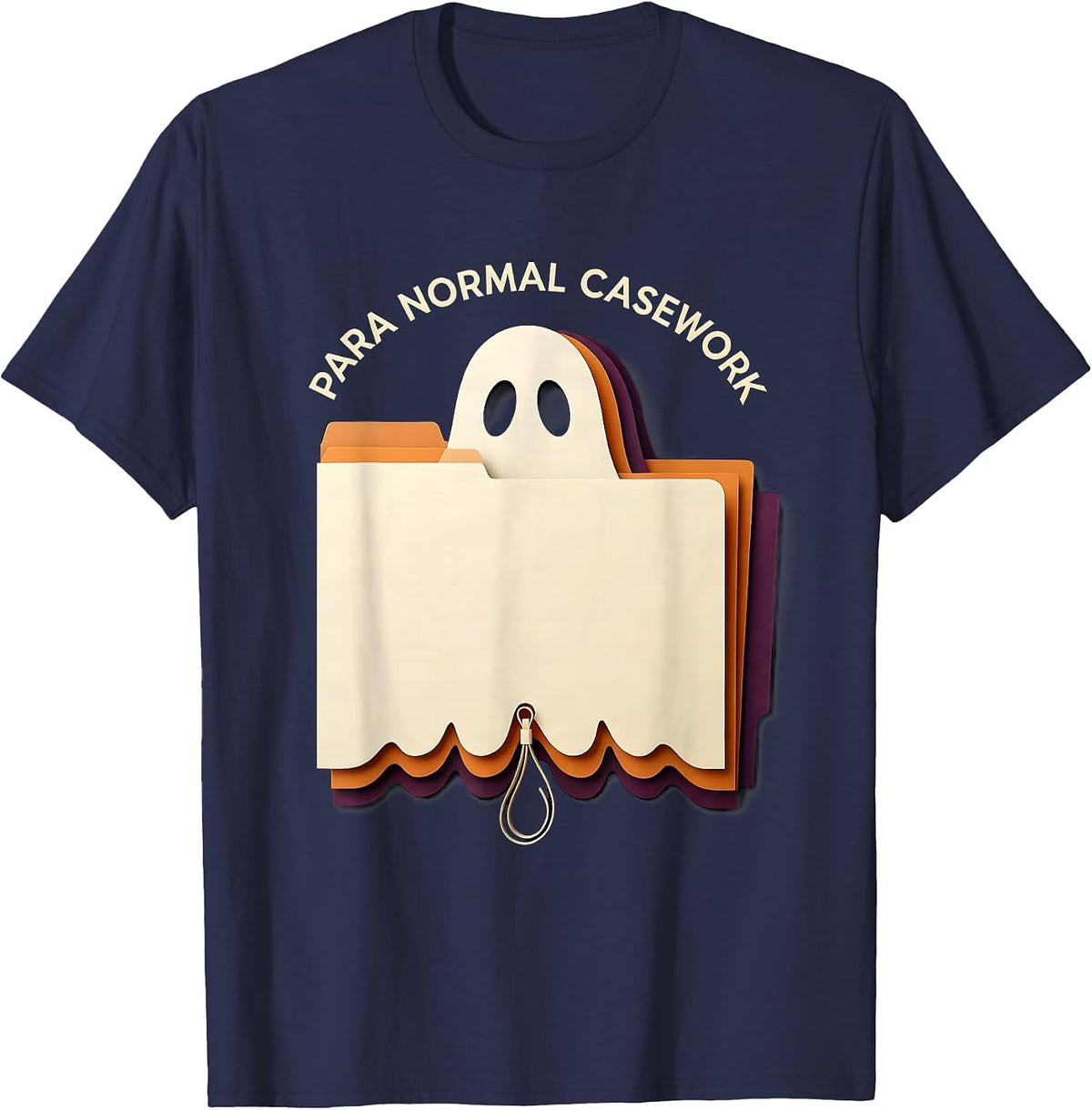 Men's Para Normal Casework Paper Cutout Ghost Paraeducator T-Shirt - Navy Blue