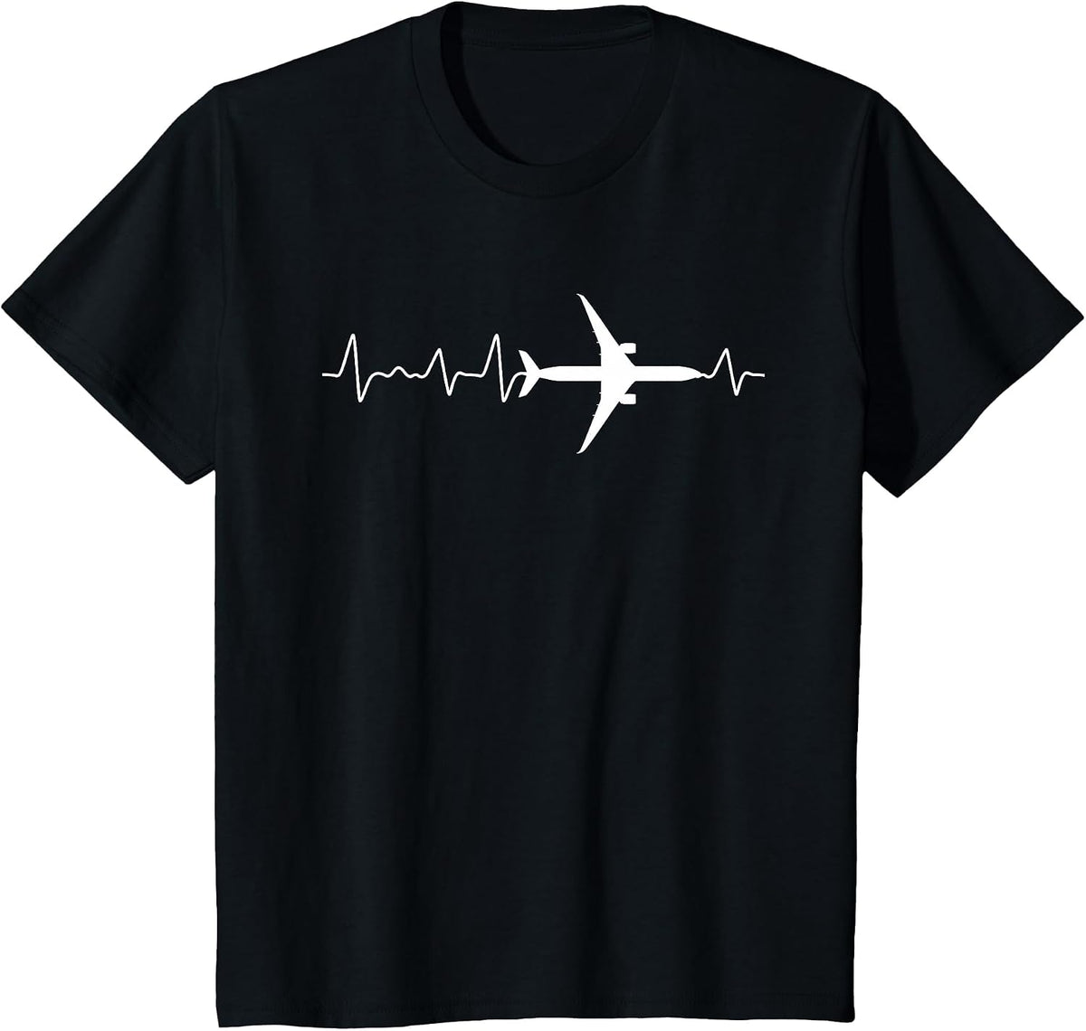 Aeroplane Heartbeat Pilots T-Shirt - Black