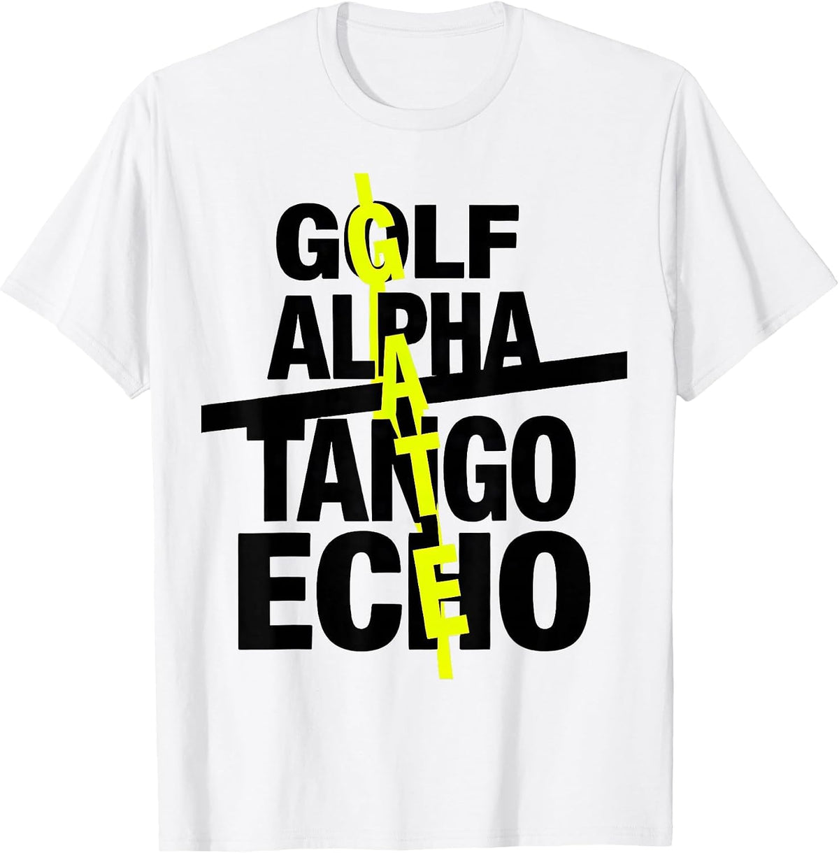 Men's Golf Alpha Tango Echo Pilot Aviation Enthusiast Phonetic T-Shirt - White