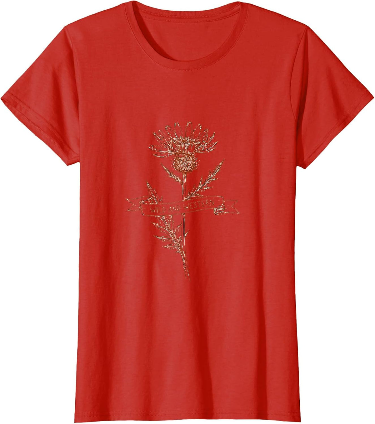 Wild and Western Cowgirl Graphic Design T-Shirt - Red