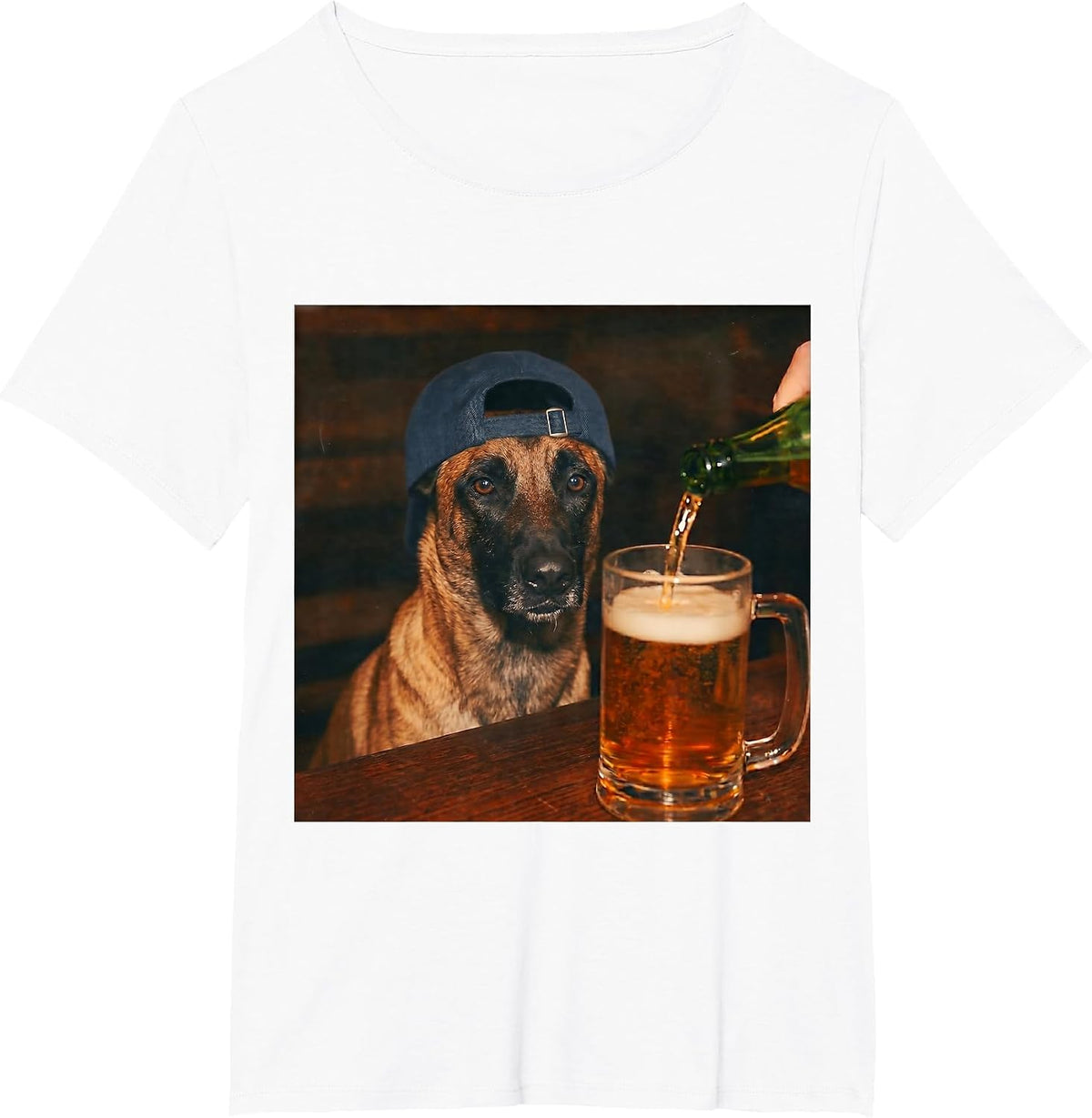 Belgian Malinois Drinking Beer Funny Fathers Day Dog Meme T-Shirt - White