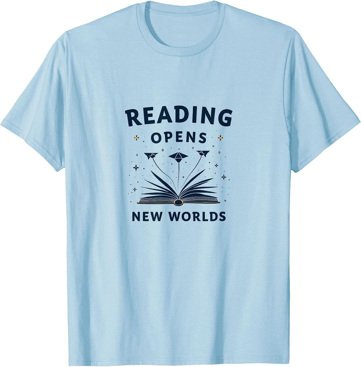 Reading Opens New Worlds Teacher Design T-Shirt - Baby Blue