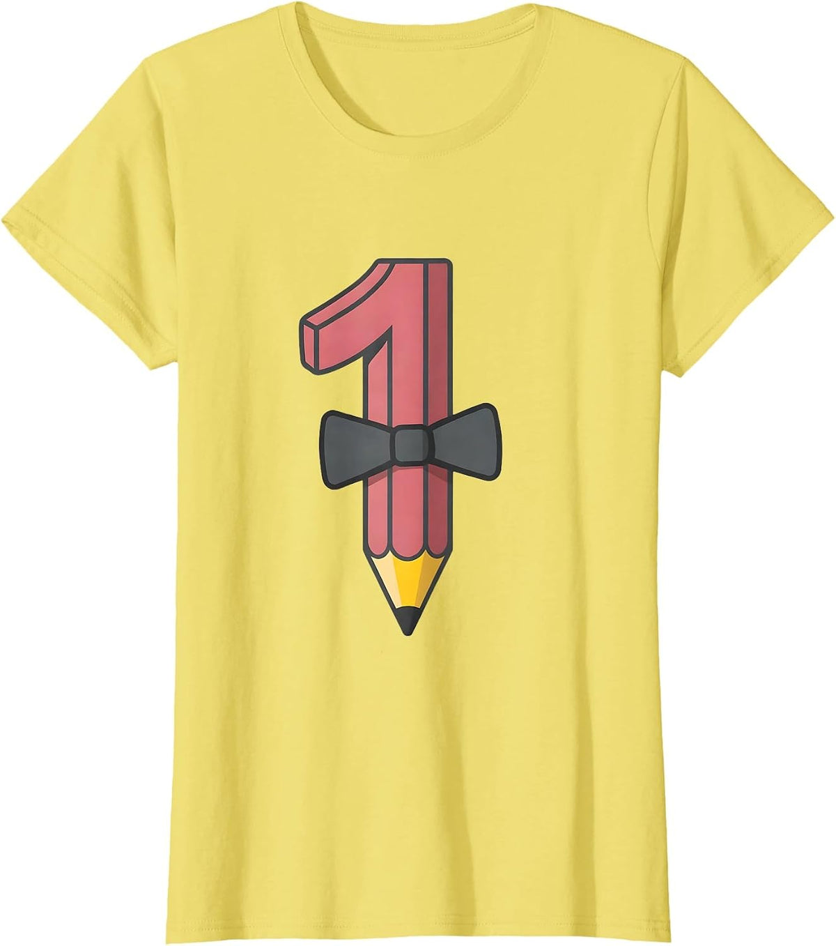 Women's Oversized Grade Number Pencil Point Coquette Bow Back T-Shirt - Lemon Yellow