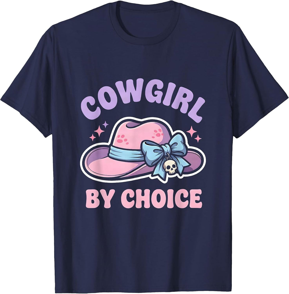 Men's Cowgirl By Choice Western Girls Design T-Shirt - Navy Blue