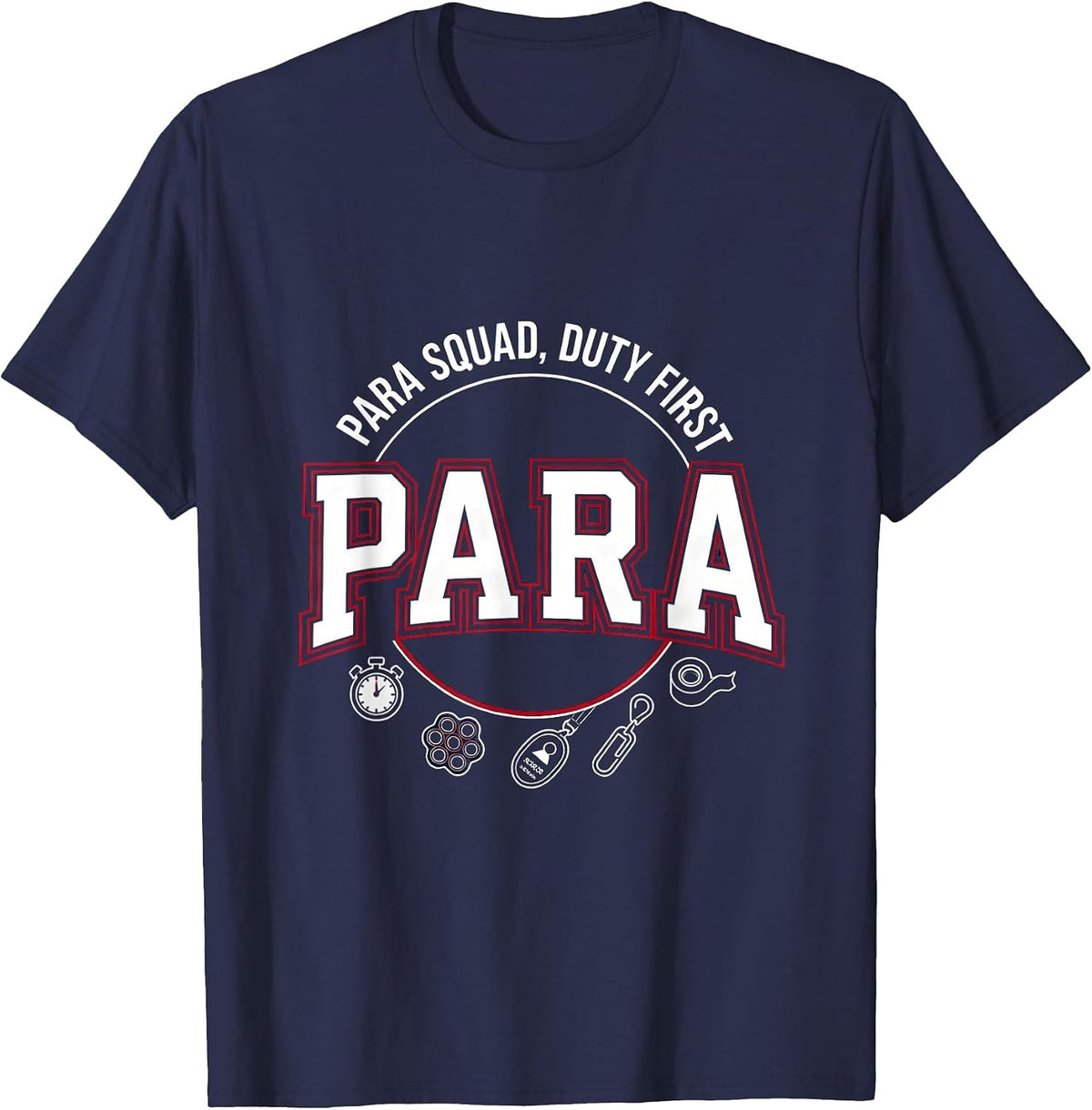 Men's Para Squad Duty First Sports Paraeducator Back To School T-Shirt - Navy Blue