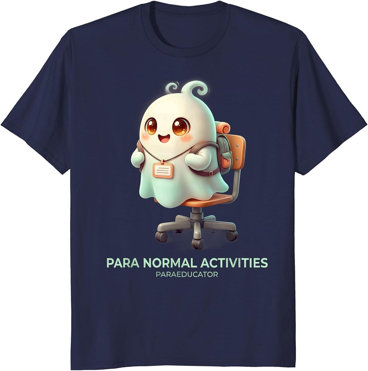Men's Para Normal Activities Paraeducator Ghost Cute Halloween T-Shirt - Navy Blue
