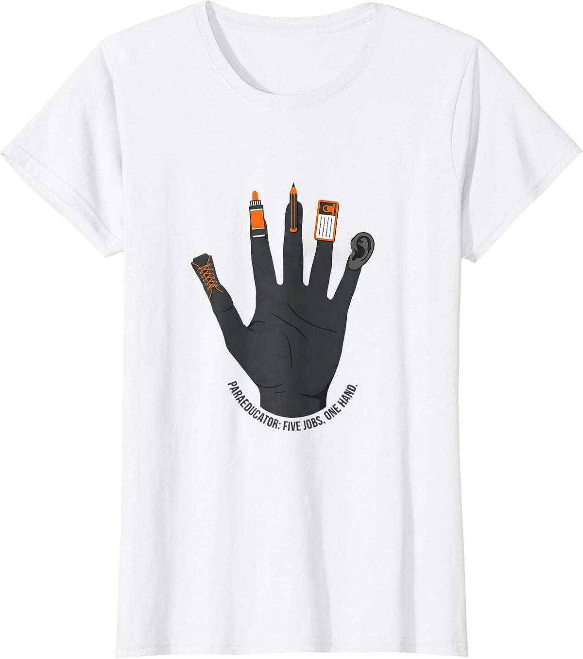 Women's Paraeducator Five Jobs One Hand Funny Para Life Back T-Shirt - White