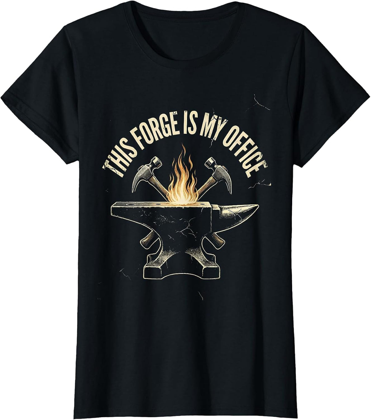 This Forge Is My Office Distressed Blacksmith Forge Humor T-Shirt - Black