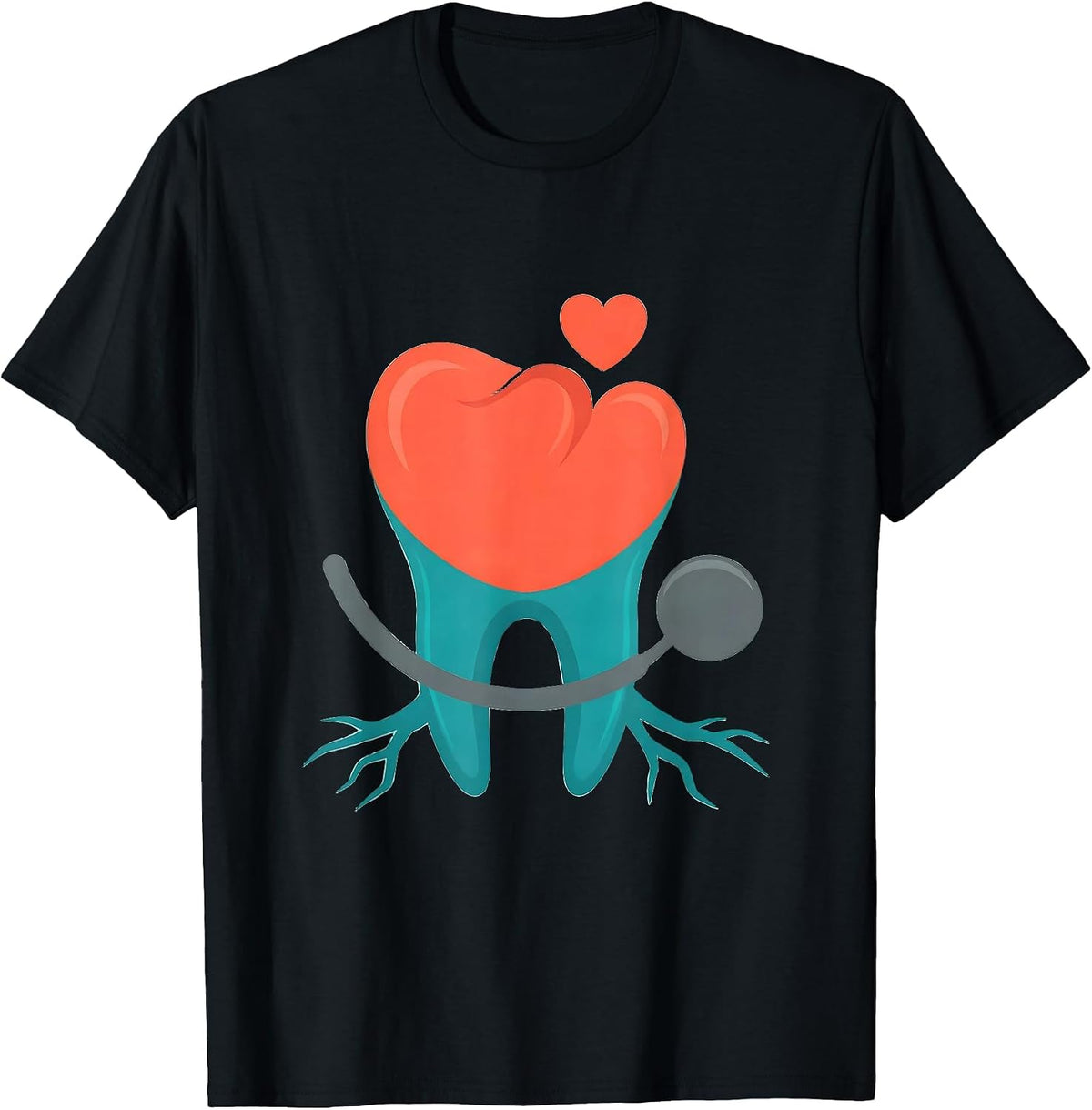 Men's Heart Crowned Molar Dental Professional Funny Valentine Gift T-Shirt - Black