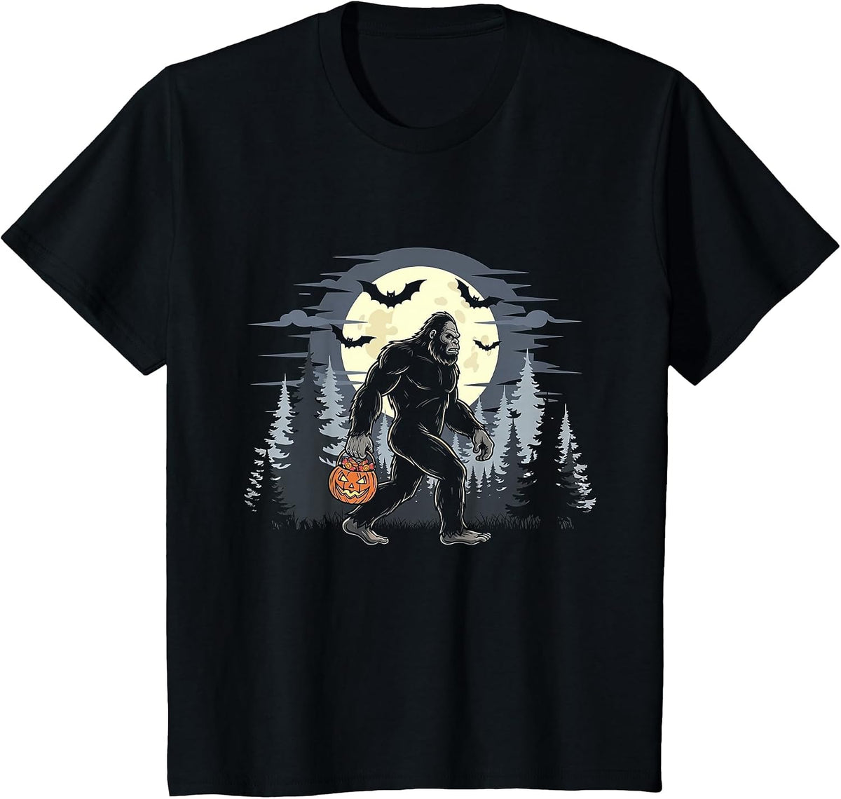 Halloween Bigfoot Sasquatch Lover Spooky Season Men Boys T-Shirt - Black