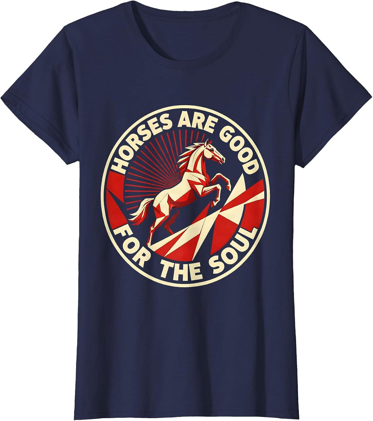 Women's Horses Are Good For The Soul Equestrian Design T-Shirt - Navy Blue