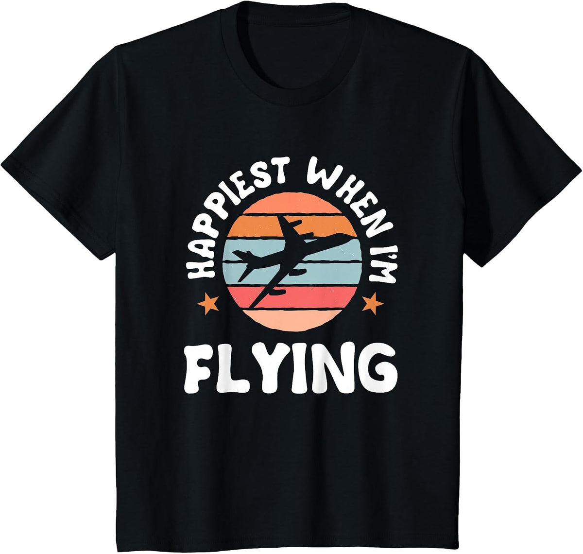 Pilot Flying Retro Aviator Airman Airwoman Aircraft Airplane T-Shirt - Black