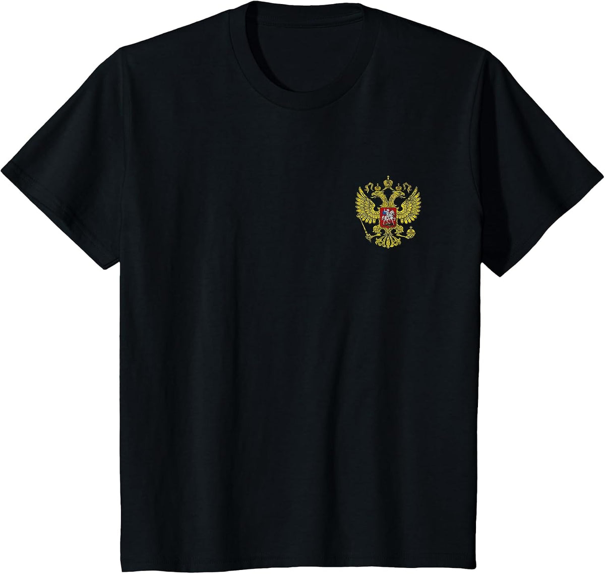 Russia Coat of ARMS Double Headed Eagle Flag Moscow T-Shirt - Black