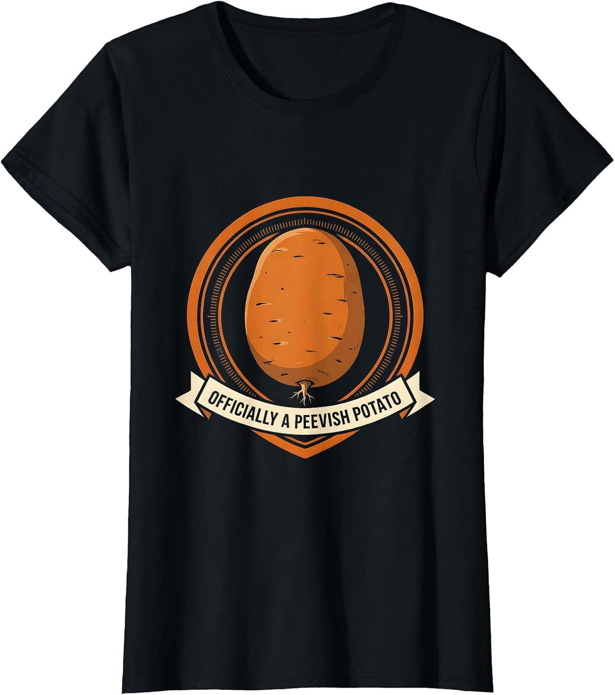 Officially A Peevish Potato Funny Grouchy Potato Couple T-Shirt - Black