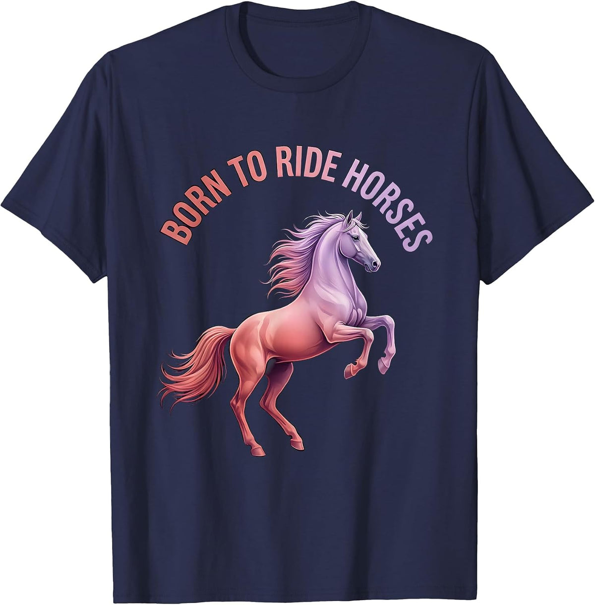 Men's Born to Ride Horses Equestrian Design T-Shirt - Navy Blue