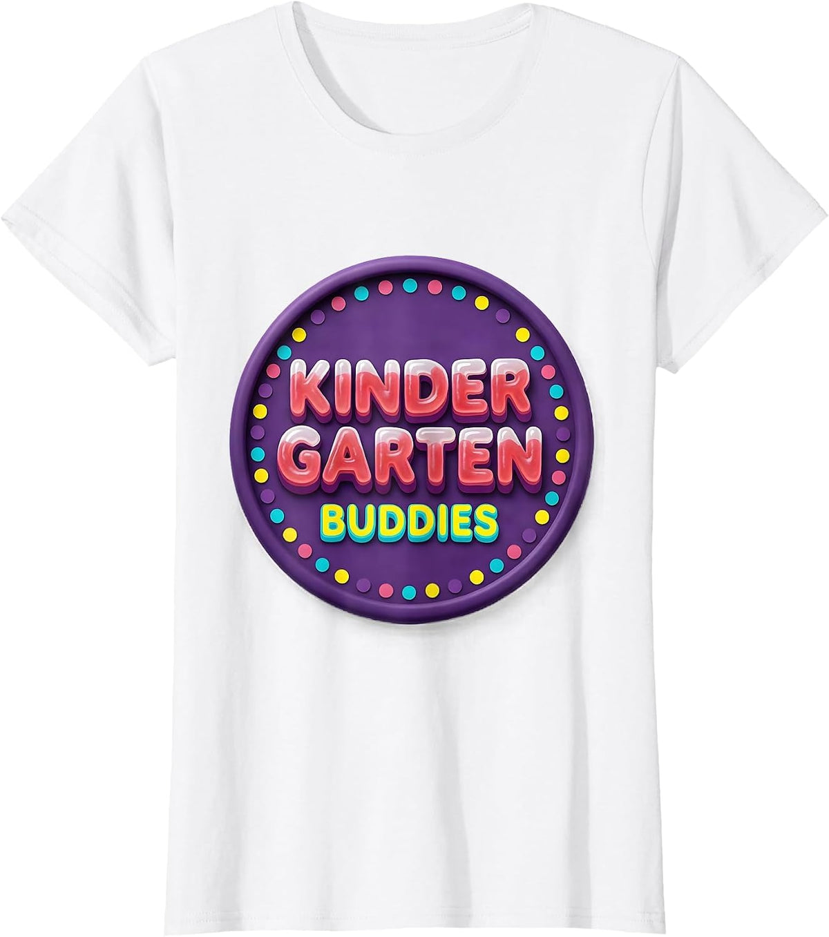 Women's Kindergarten Buddies Playful Pre-K to Elementary Back T-Shirt - White