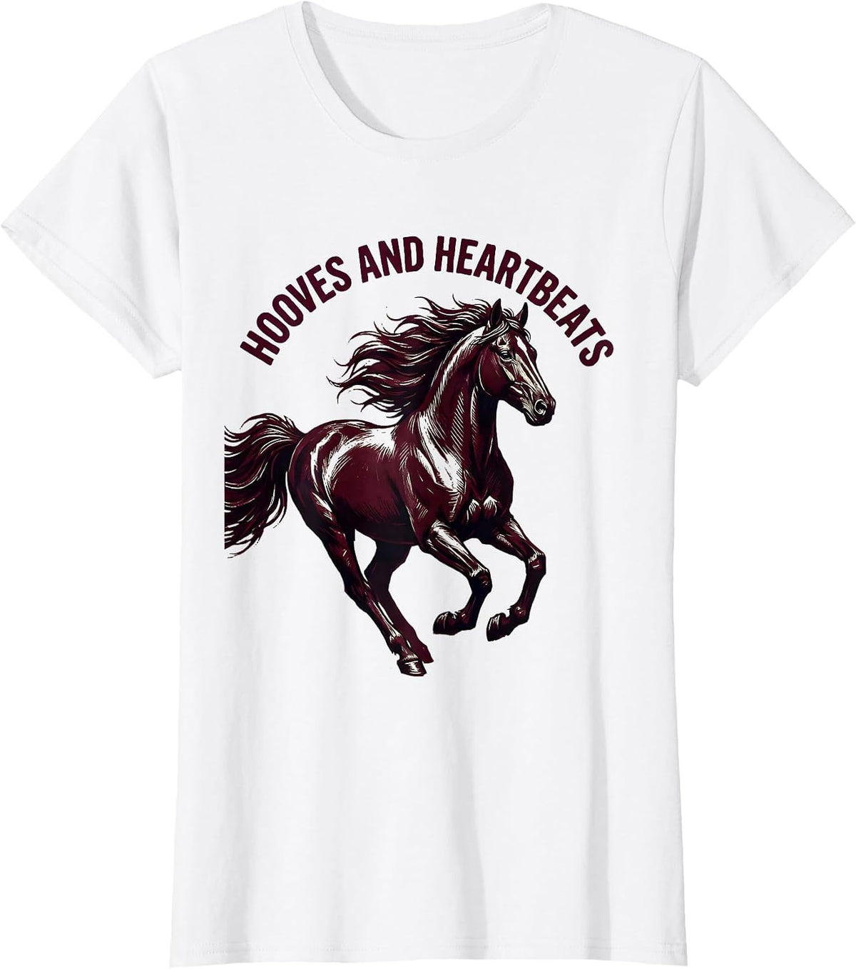 Women's Hooves and Heartbeats Horse Lover Design T-Shirt - White