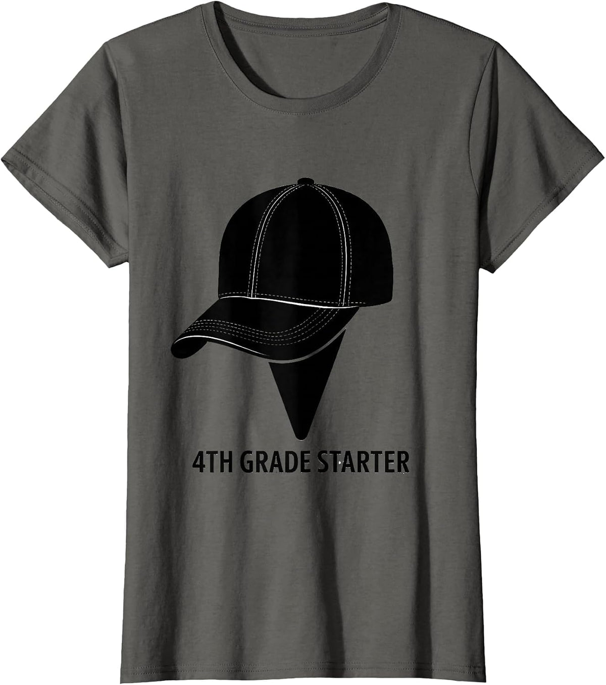 Women's 4th Grade Starter Back To School Baseball Ice Cream Game T-Shirt - Asphalt Grey