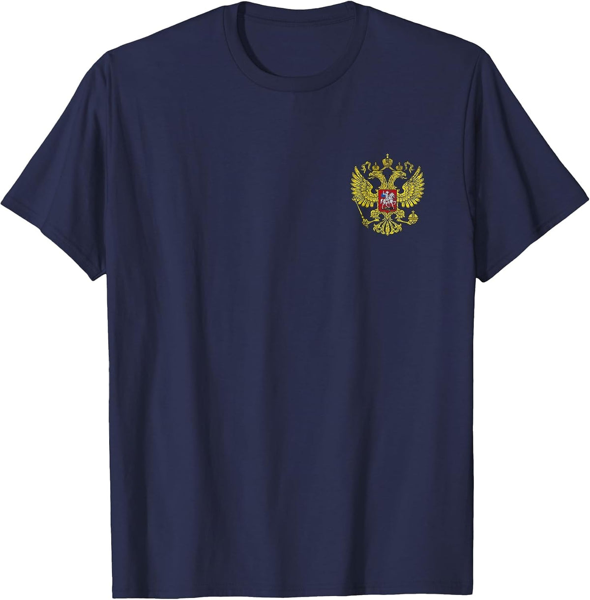 Russia Coat of ARMS Double Headed Eagle Flag Moscow T-Shirt - Navy Blue
