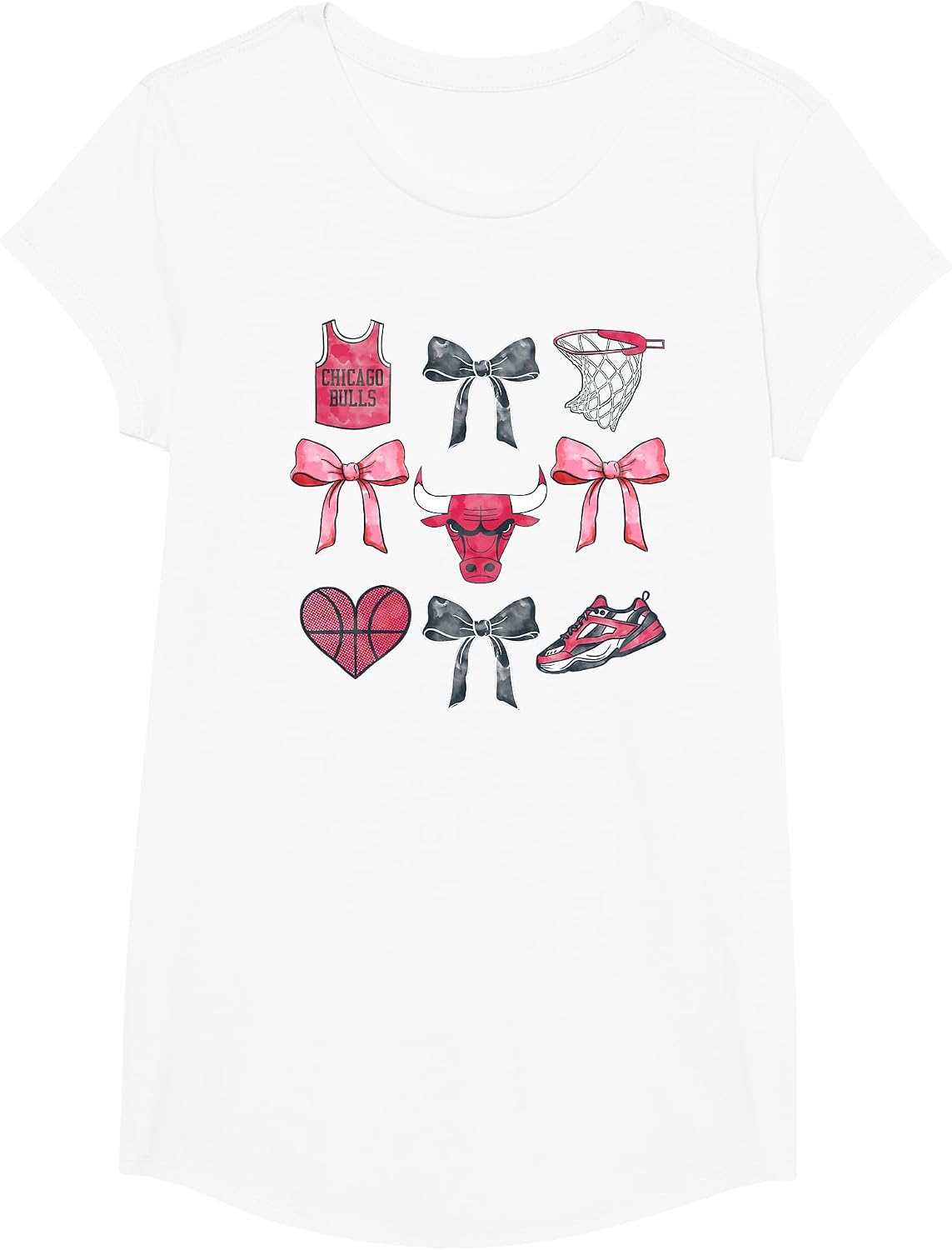 NBA Chicago Bulls Bow Grid T-Shirt - Girls White
