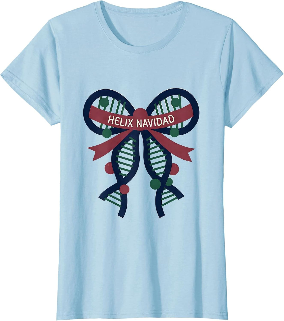 Women's Helix Navidad Editorial Conceptual Science Teacher DNA Humor T-Shirt - Baby Blue