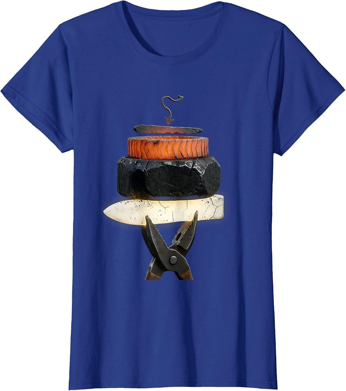 Women's Forged Steel Bands Distressed Blacksmith Metalworker Gift T-Shirt - Royal Blue
