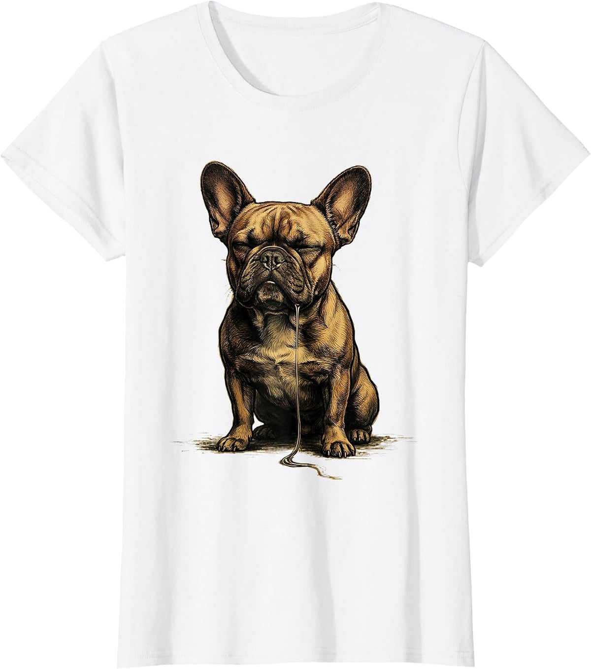 French Bulldog Bust Illustration Pet Lover Humor T-Shirt - White
