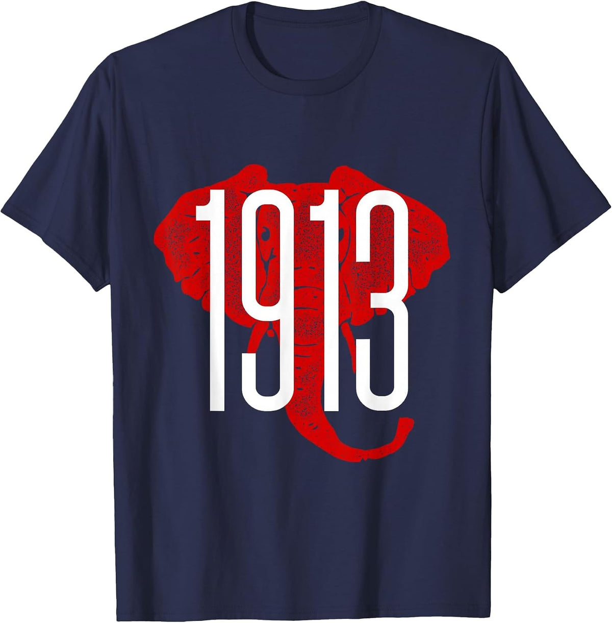 GGT 1913 Bold Elephant Background College T-Shirt - Navy Blue