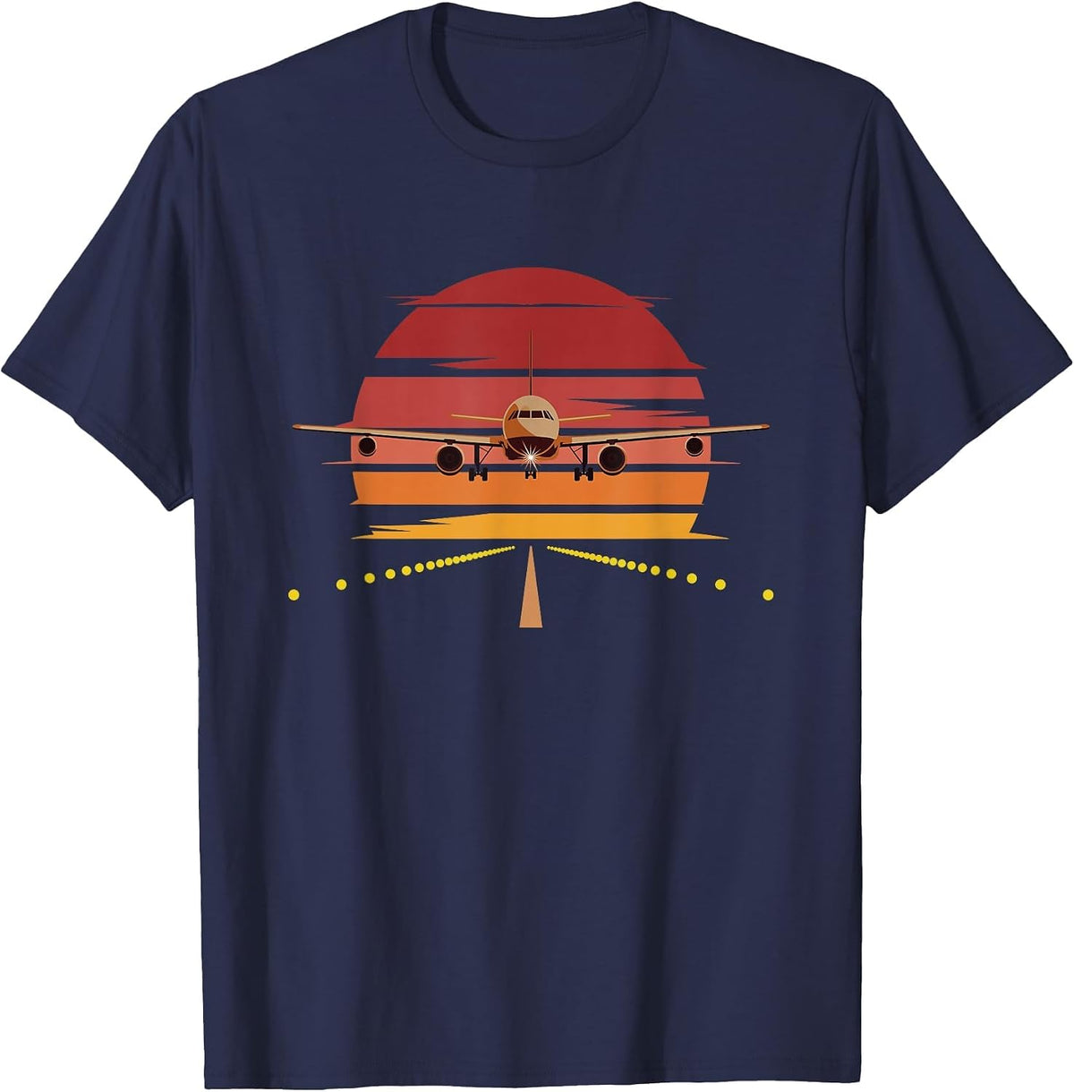 Retro Airplane Pilot T-Shirt - Navy Blue