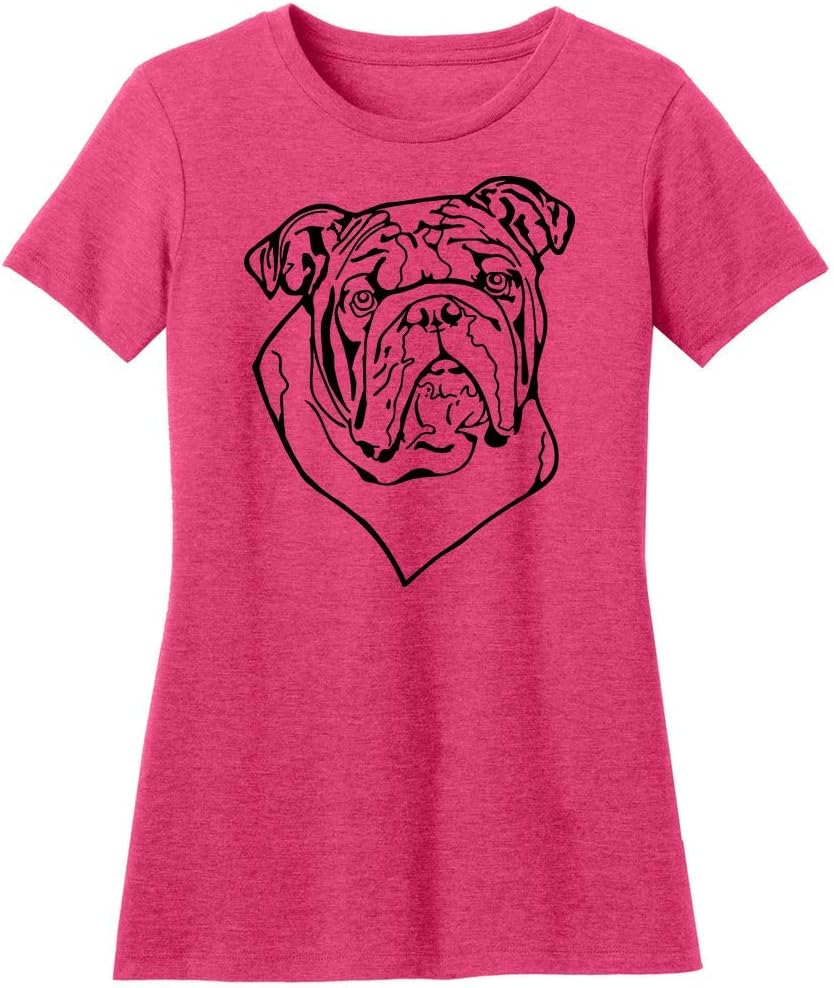 Dogline Womens English Bulldog Dog Lovers Graphic Tee Shirt - Heather Watermelon