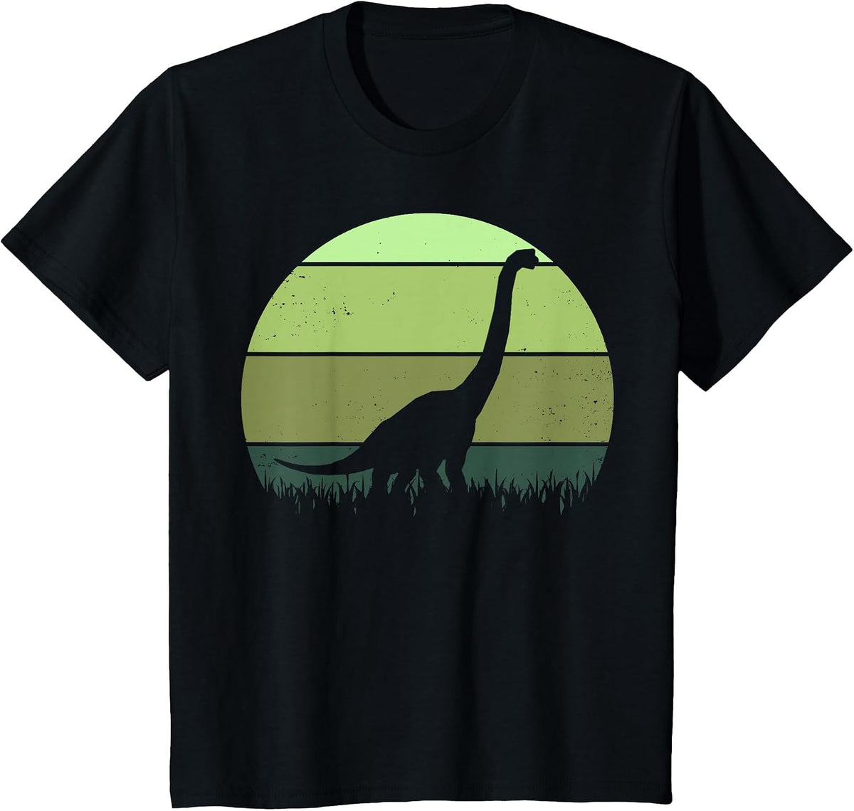 Vintage Brachiosaurus Retro Sauropod Dinosaur T-Shirt - Black