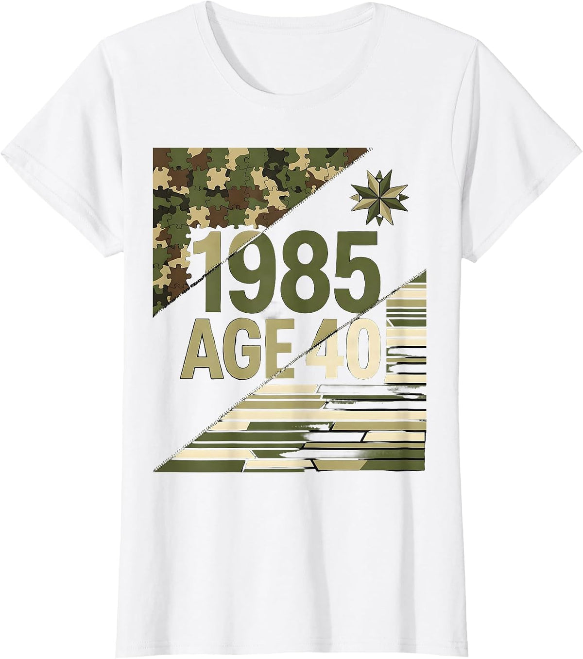 1985 AGE 40 Vintage Camo Flag 40th Birthday Milestone T-Shirt - White